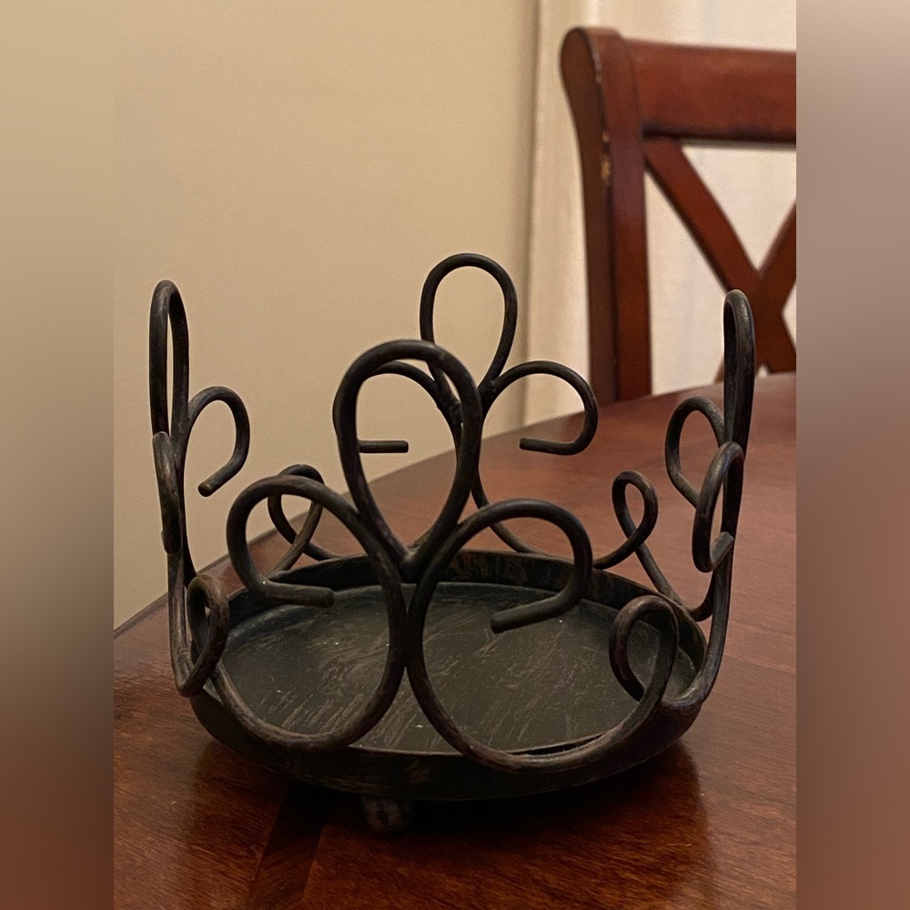 YANKEE CANDLE Vintage Black Scroll Candle Jar Holder - multi purpose use